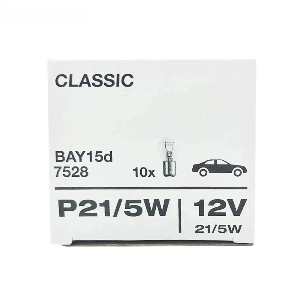 OSRAM 7528 P21/5W Halogen Bulbs 10-Pack | BAY15d 12V Dual Filament