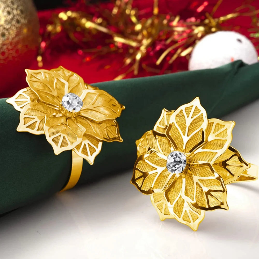Rhinestone Rose Metal Napkin Rings – Wedding & Party Decor