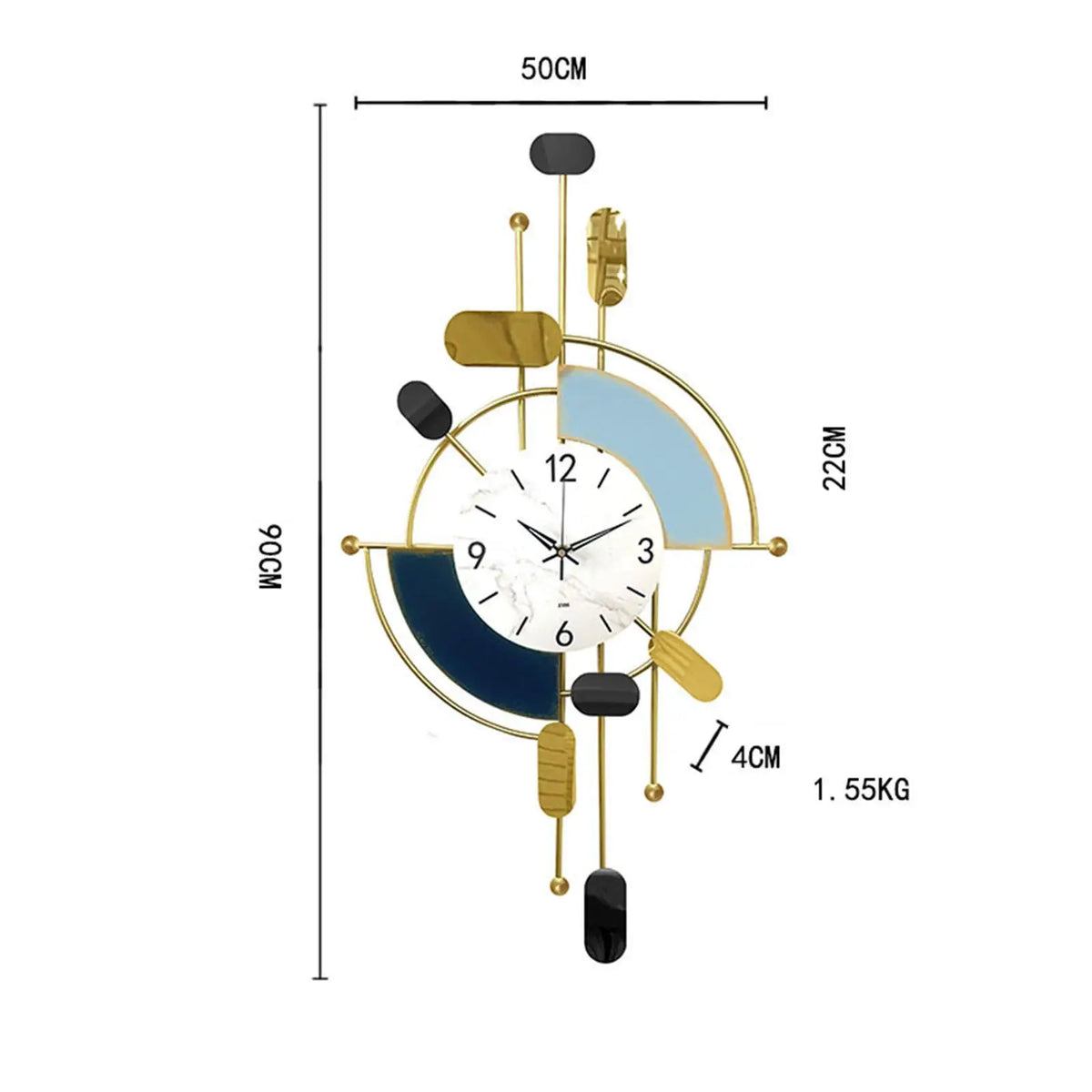 Metal Wall Clock Art Decor – Large Silent Modern Design 50x90cm