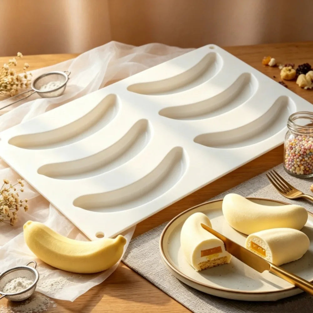6-Cell Banana Silicone Cake & Chocolate Mold | Food Grade