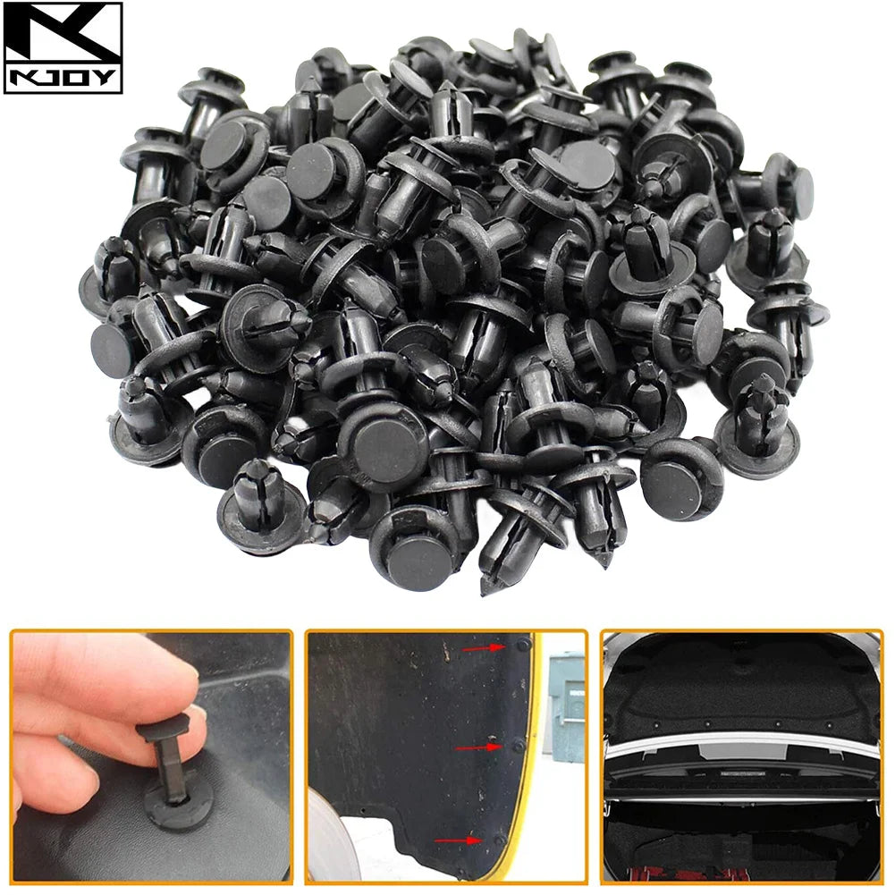 100-Pack 10mm Plastic Bumper Fender Retainer Clips – Universal