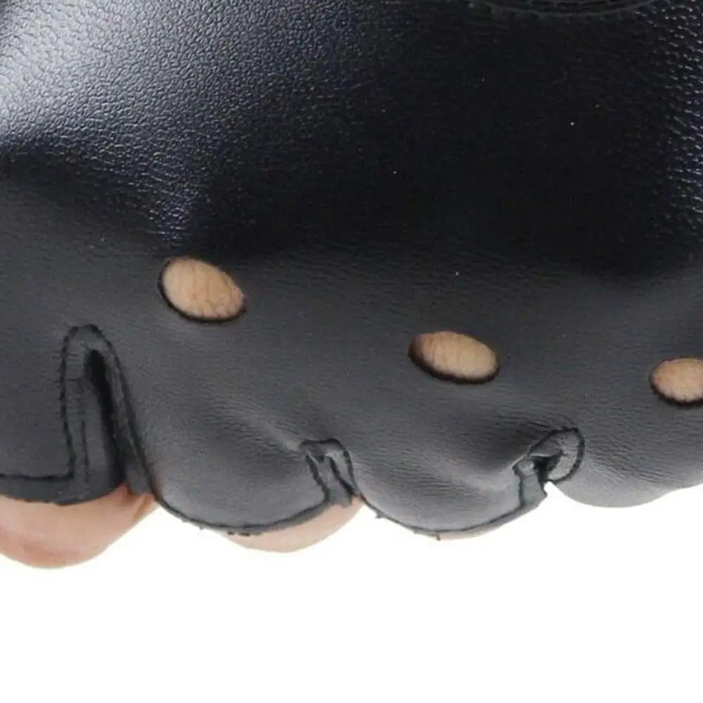 Punk Rivet Fingerless Gloves – Faux Leather Wrist Mittens