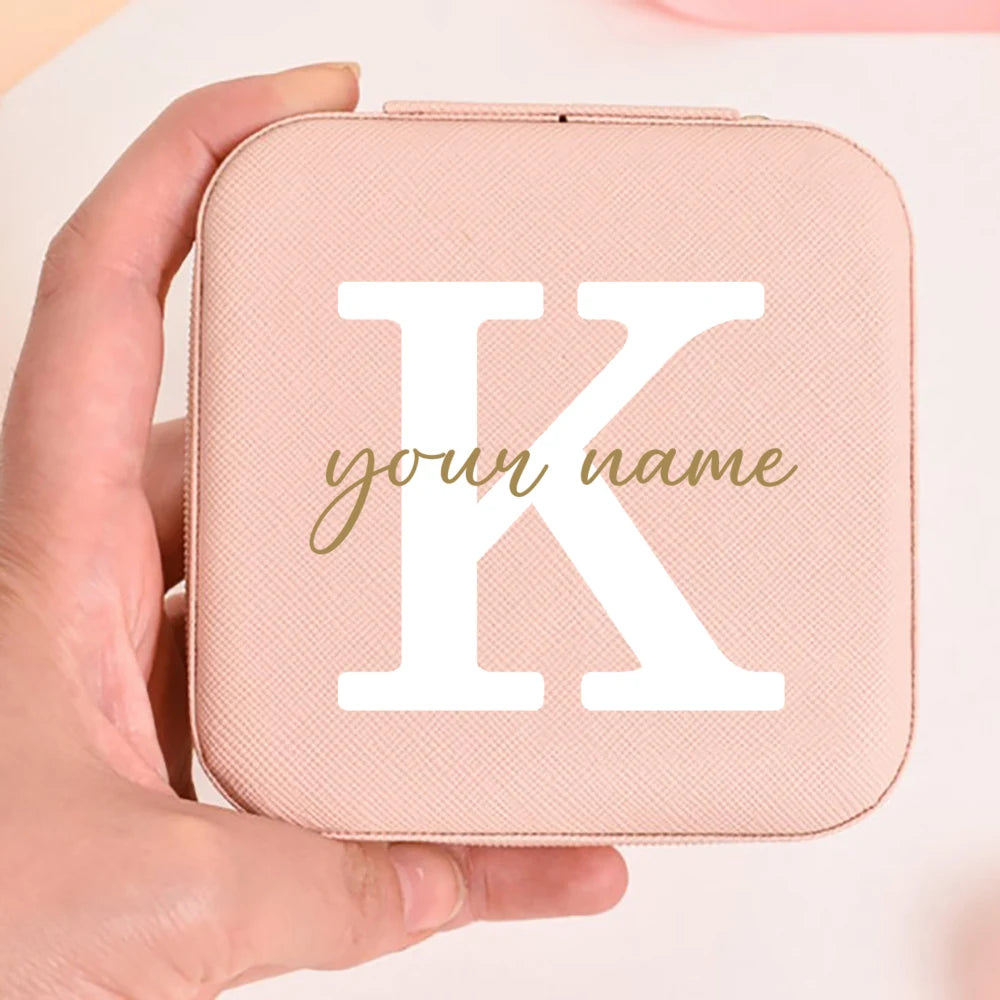 Personalized Faux Leather Jewelry Box – Custom Name & Initial