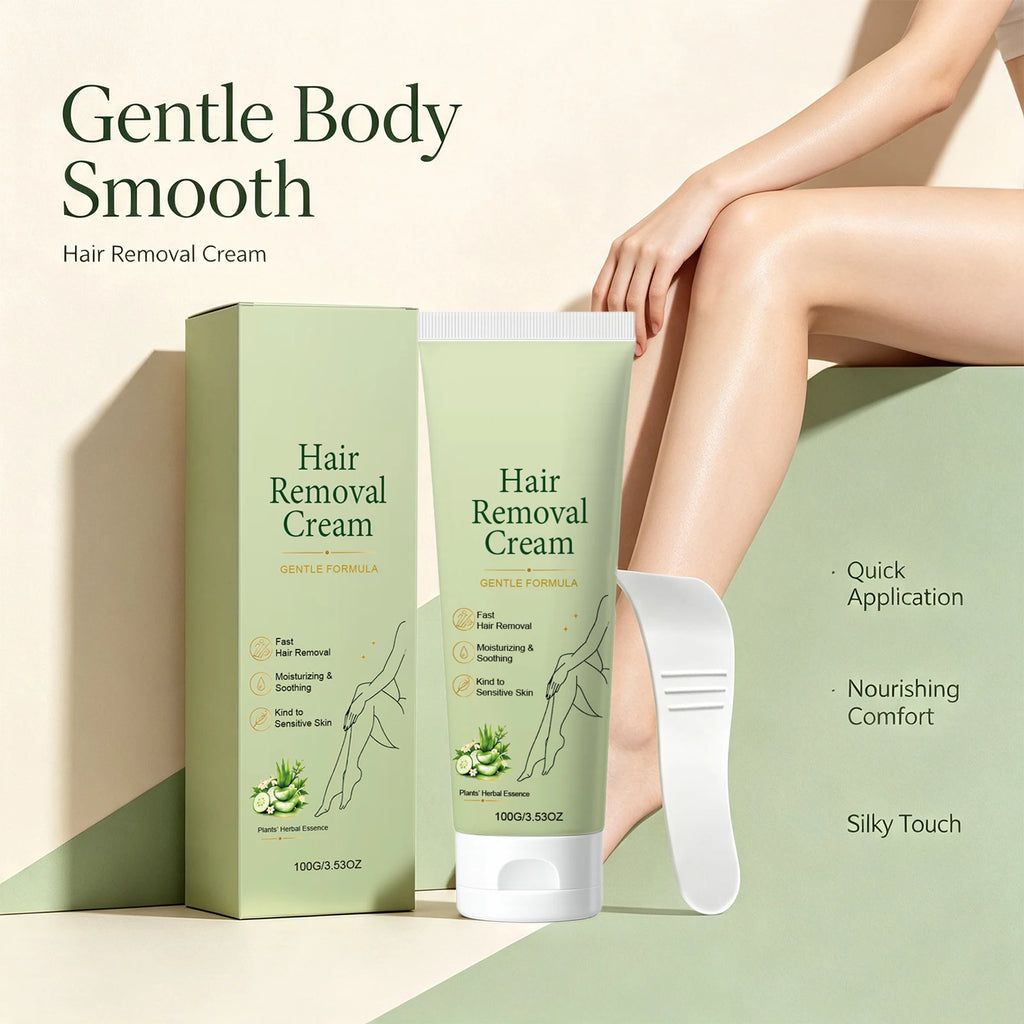 Herbal Depilatory Cream – Legs, Arms & Underarms + Scraper
