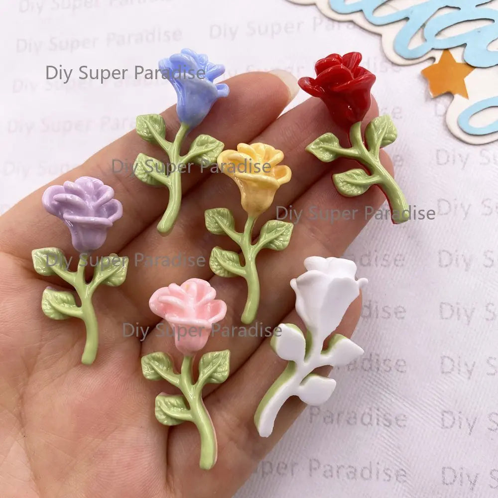 Resin Rose Flatback Figurines 10PCS – DIY Craft Embellishments