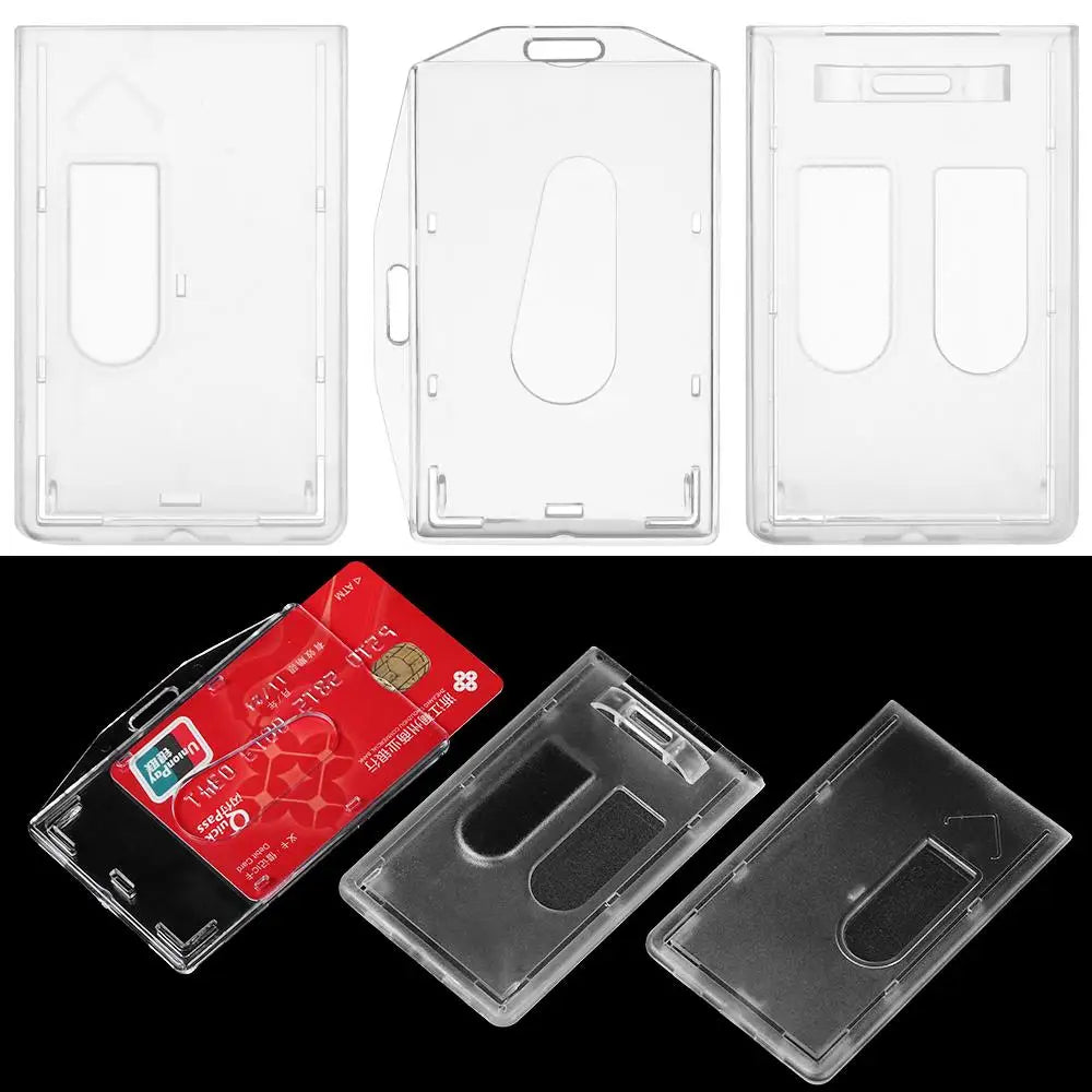 Double-Sided Clear Hard Plastic ID Card Badge Holder