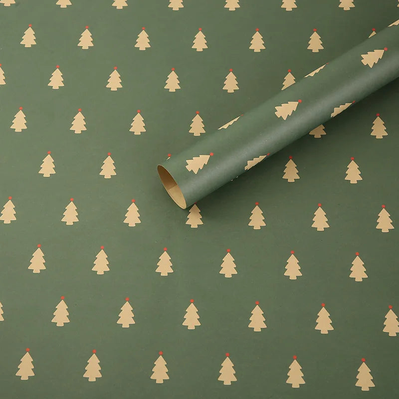 Christmas Vintage Kraft Wrapping Paper – Tree & Snowflake