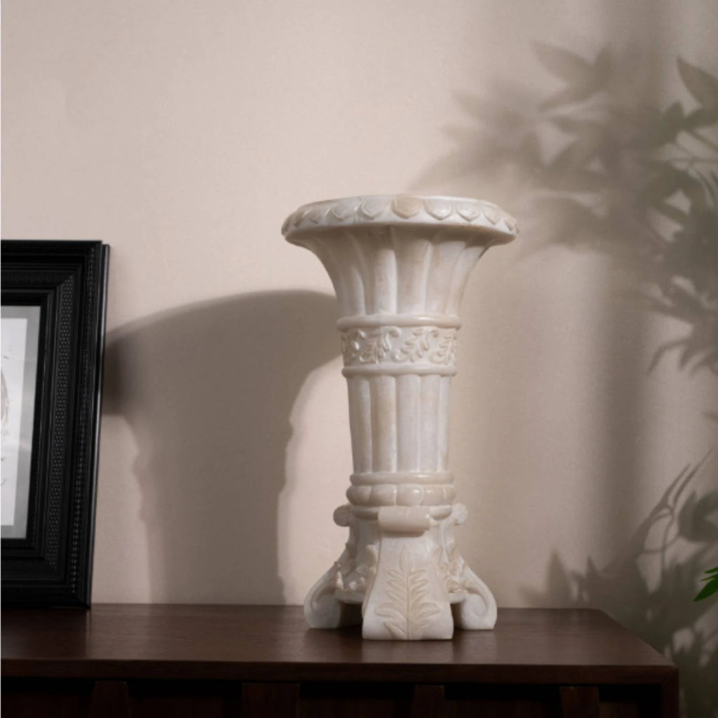 Column Pedestal Vase | Stone-Look Resin Flower Holder
