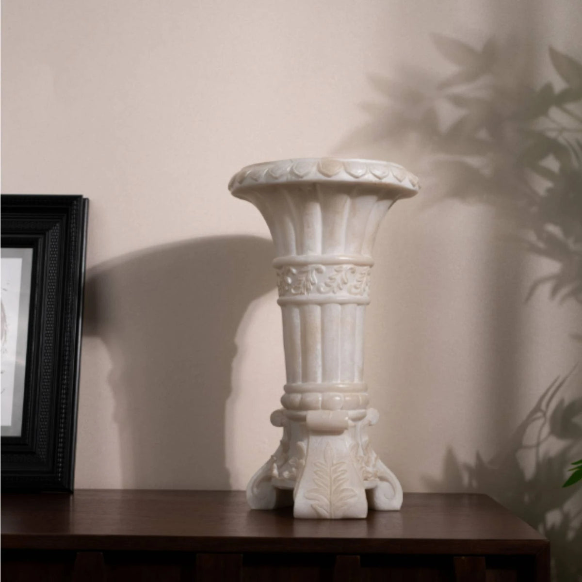 Column Pedestal Vase | Stone-Look Resin Flower Holder