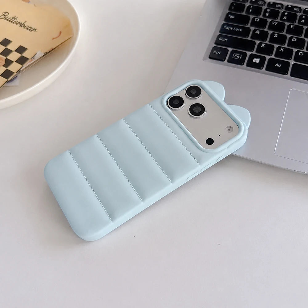 3D Cat Ear iPhone Case – Korean Cute Soft Silicone Cover