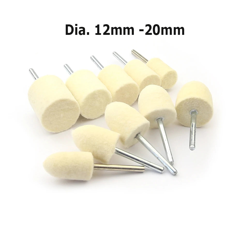 10-Pc Wool Felt & Cowhide Polishing Wheel Set – Rotary Tool