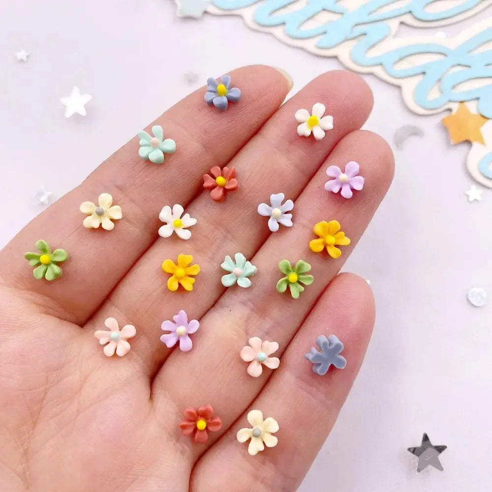 100Pcs 7mm 3D Resin Osmanthus Flatback Flower Gems – Nail & Crafts