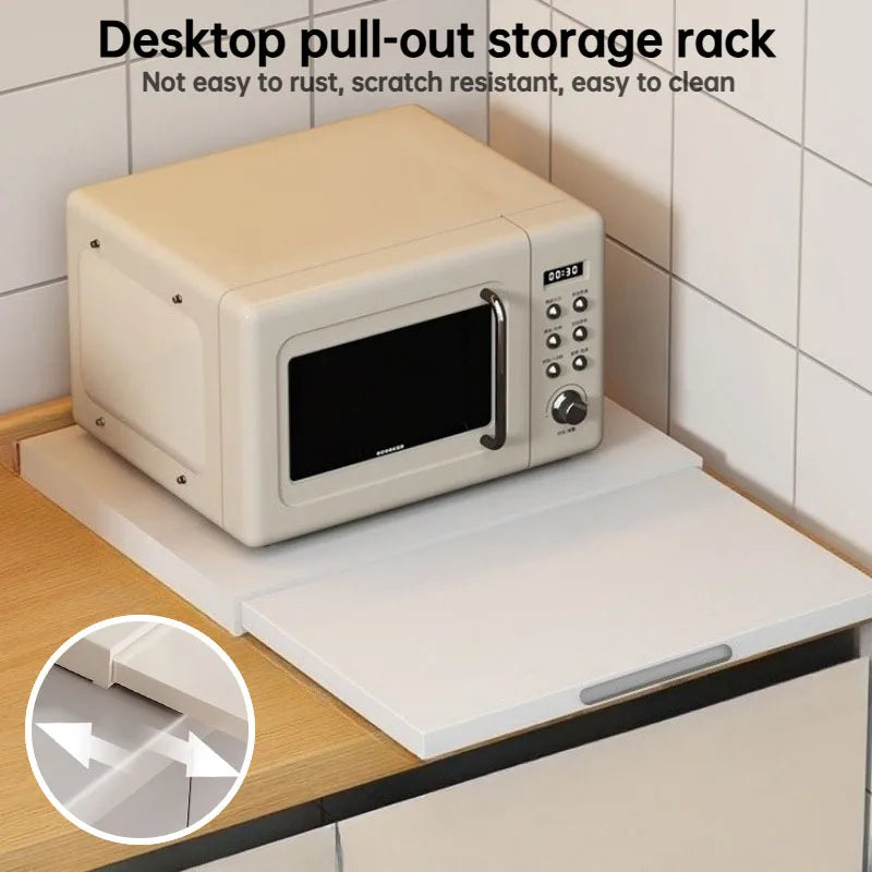 Pull-Out Microwave Shelf & Countertop Drawer Storage Rack