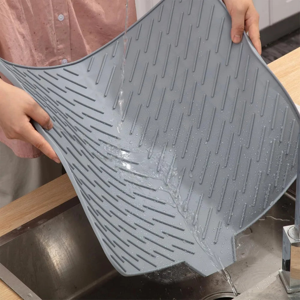 Silicone Sloped Drain Mat – Non-Slip Dish Drying Pad for Kitchen
