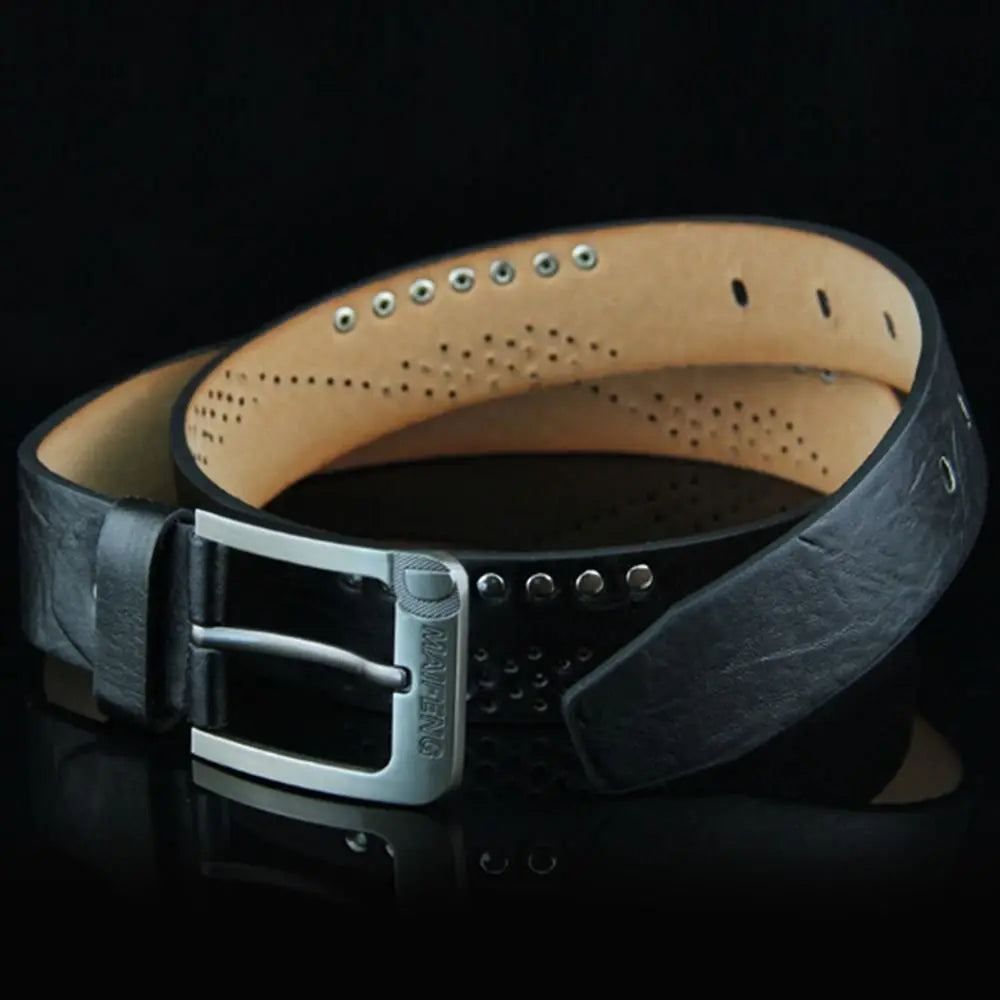 Vintage PU Leather Belt Men – Pin Buckle Waistband | 110cm