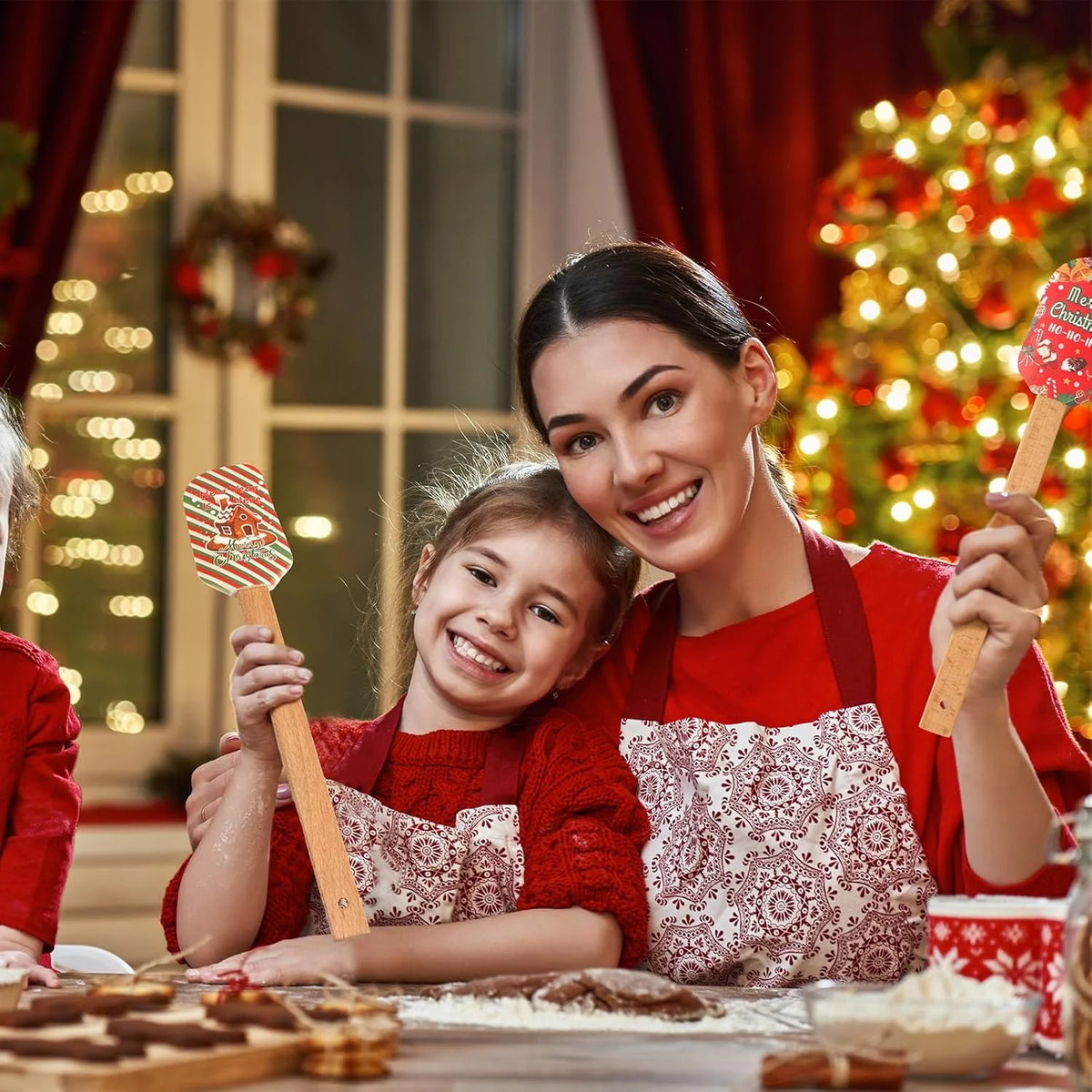 Christmas Silicone Spatula Wooden Handle – Festive Holiday Baking