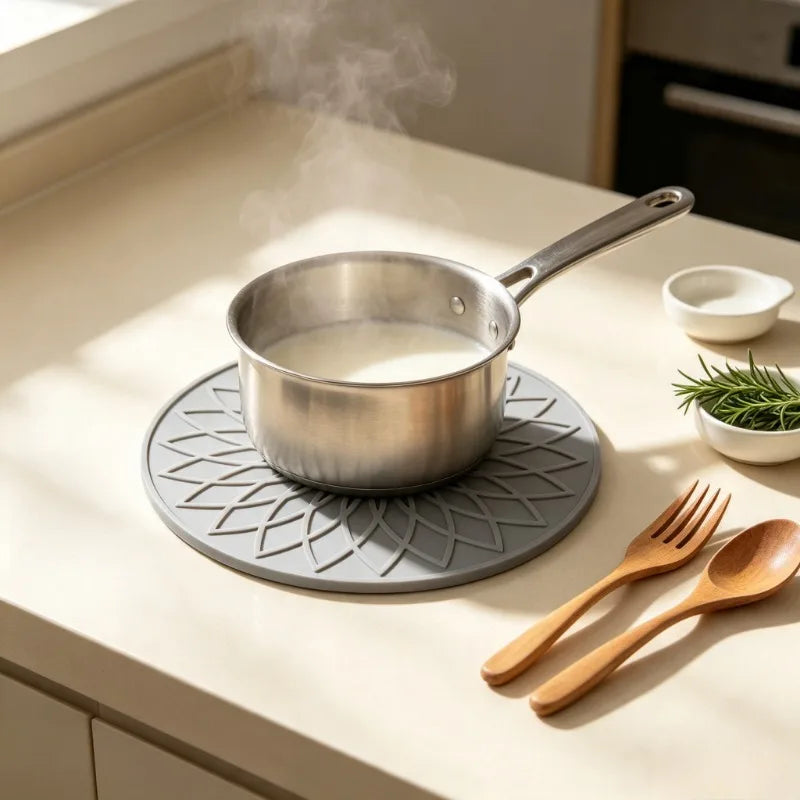 Round Mandala Silicone Trivet Mat – Non-Slip Heat Resistant