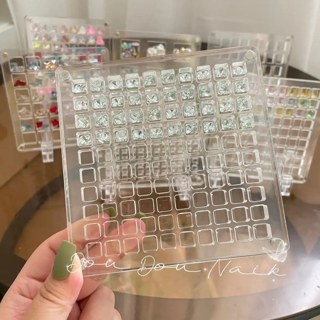 Transparent Diamond Nail Tool & Jewelry Storage Box