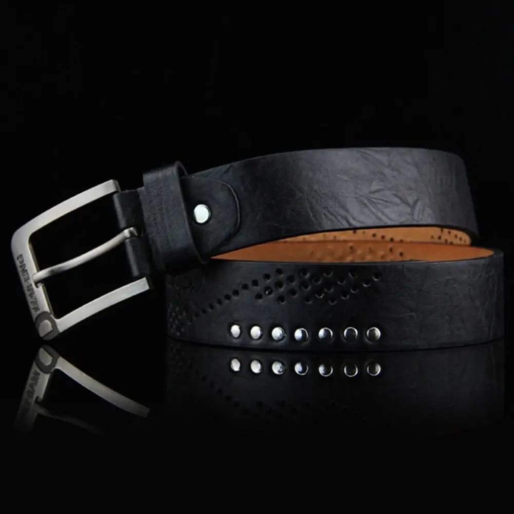 Vintage PU Leather Belt Men – Pin Buckle Waistband | 110cm