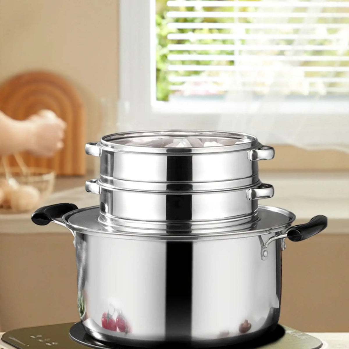 Stainless Steel Steaming Ring – Steamer Adapter Rack for Wok & Pot