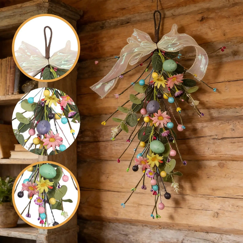 Artificial Easter Garland Floral Wreath | Spring Front Door Décor
