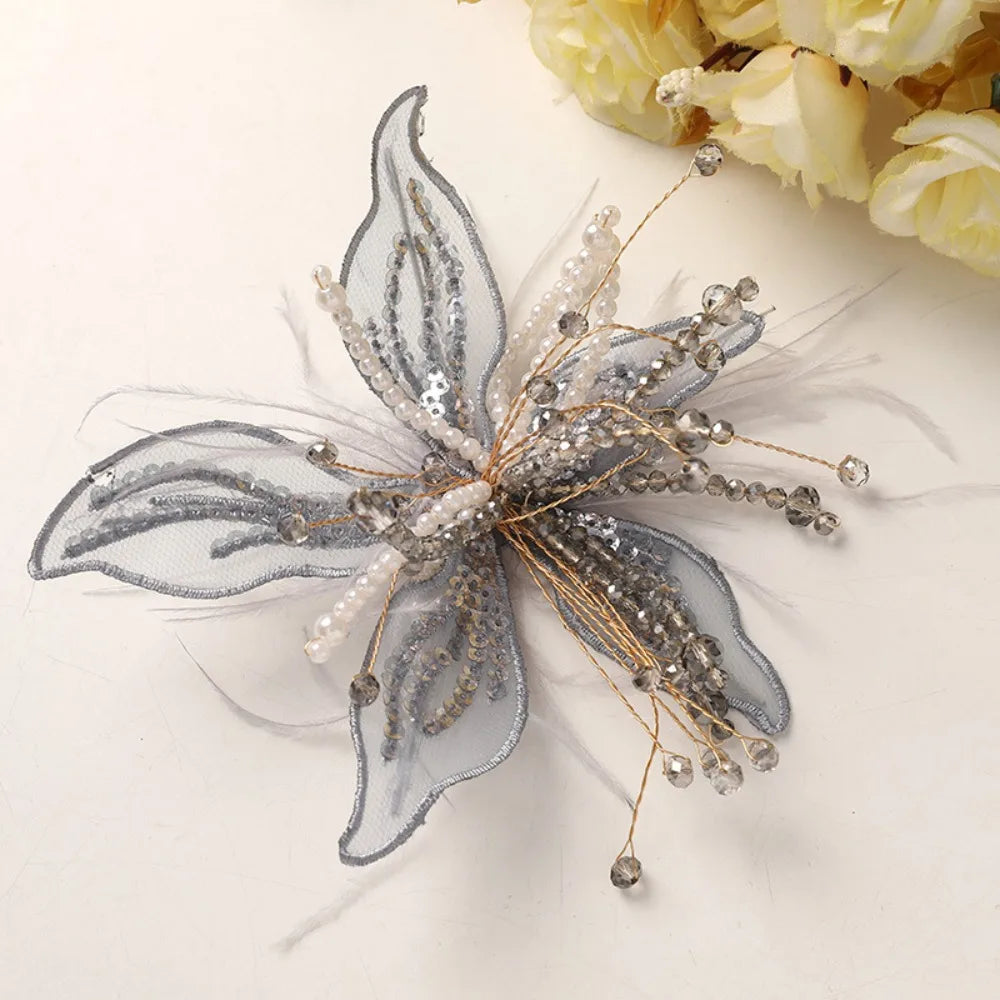 3D Organza Flower Patch – Pearl Crystal Lace Appliqué DIY