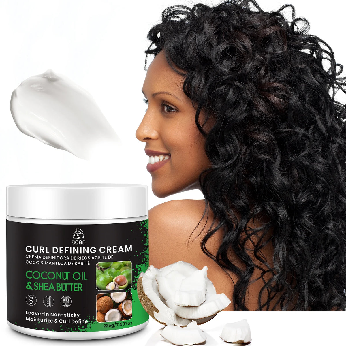 Curly Hair Styling Cream – Coconut Oil & Shea Butter Curl Definer