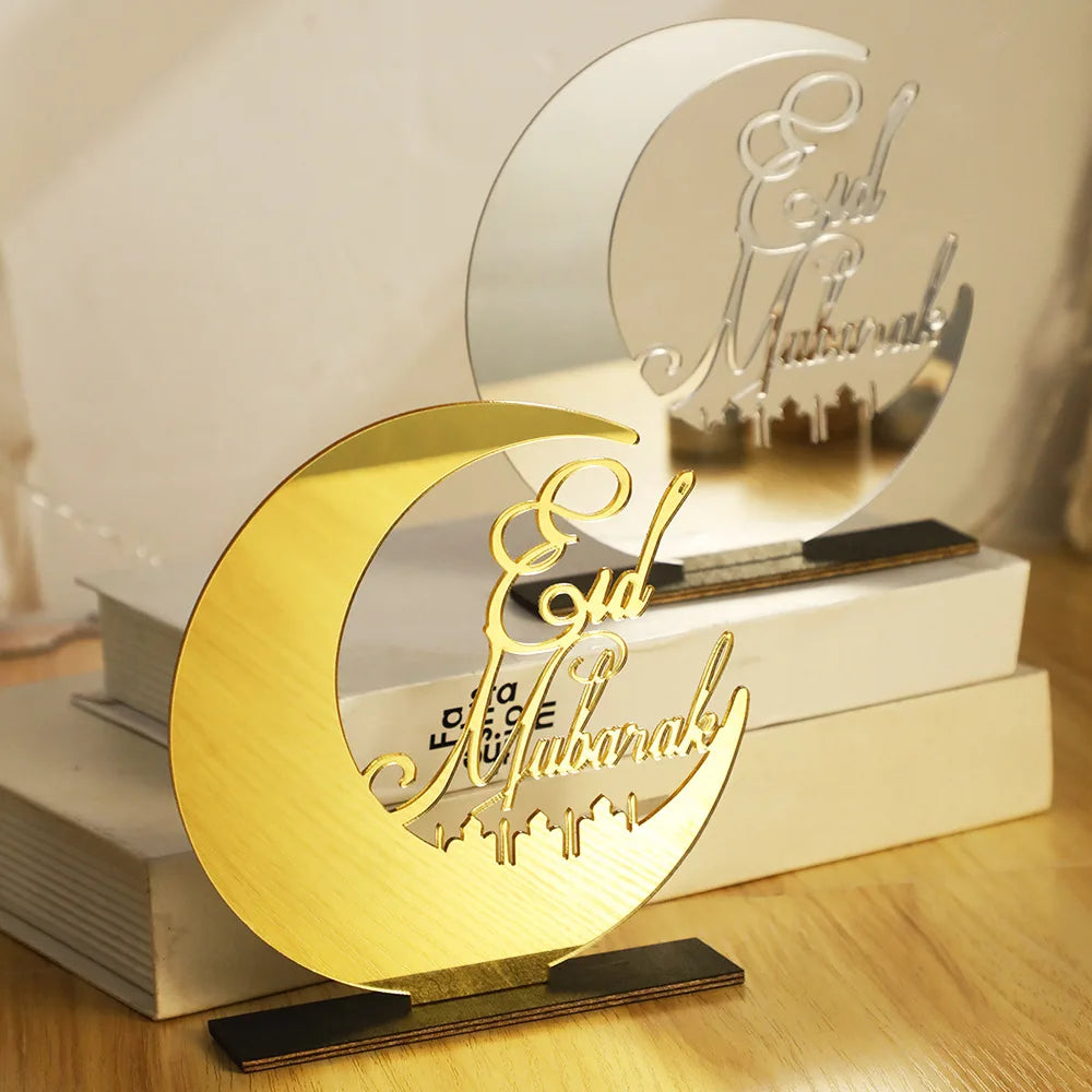 Ramadan Moon Acrylic Table Ornament – Eid Mubarak DIY Decor