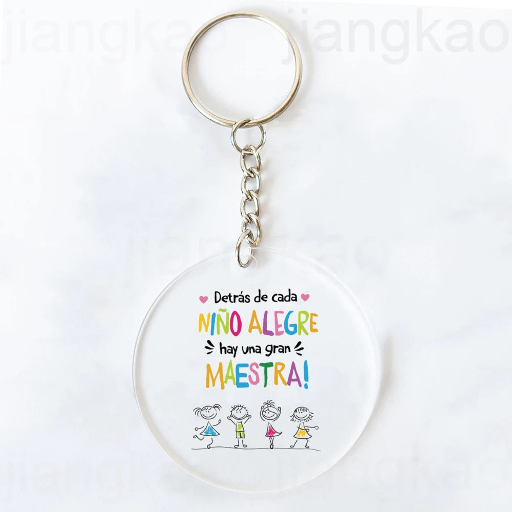 Teacher Appreciation Circle Acrylic Keychain | Heartfelt Gift