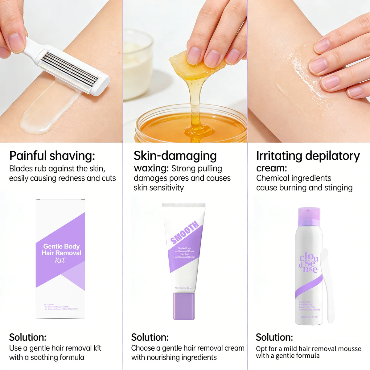 Gentle Hair Removal Cream Set – Body, Legs & Underarms