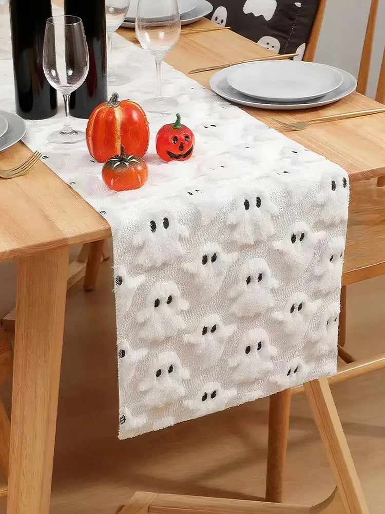 Halloween Pumpkin Ghost 3D Embroidered Table Runner | Party Decor