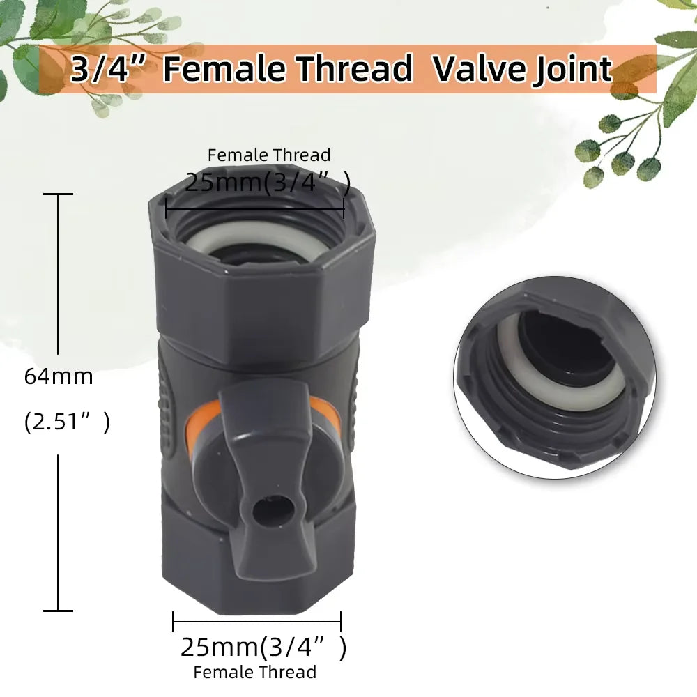 Garden Hose Quick Connector 1/2" 3/4" 1" On/Off Tap Valve