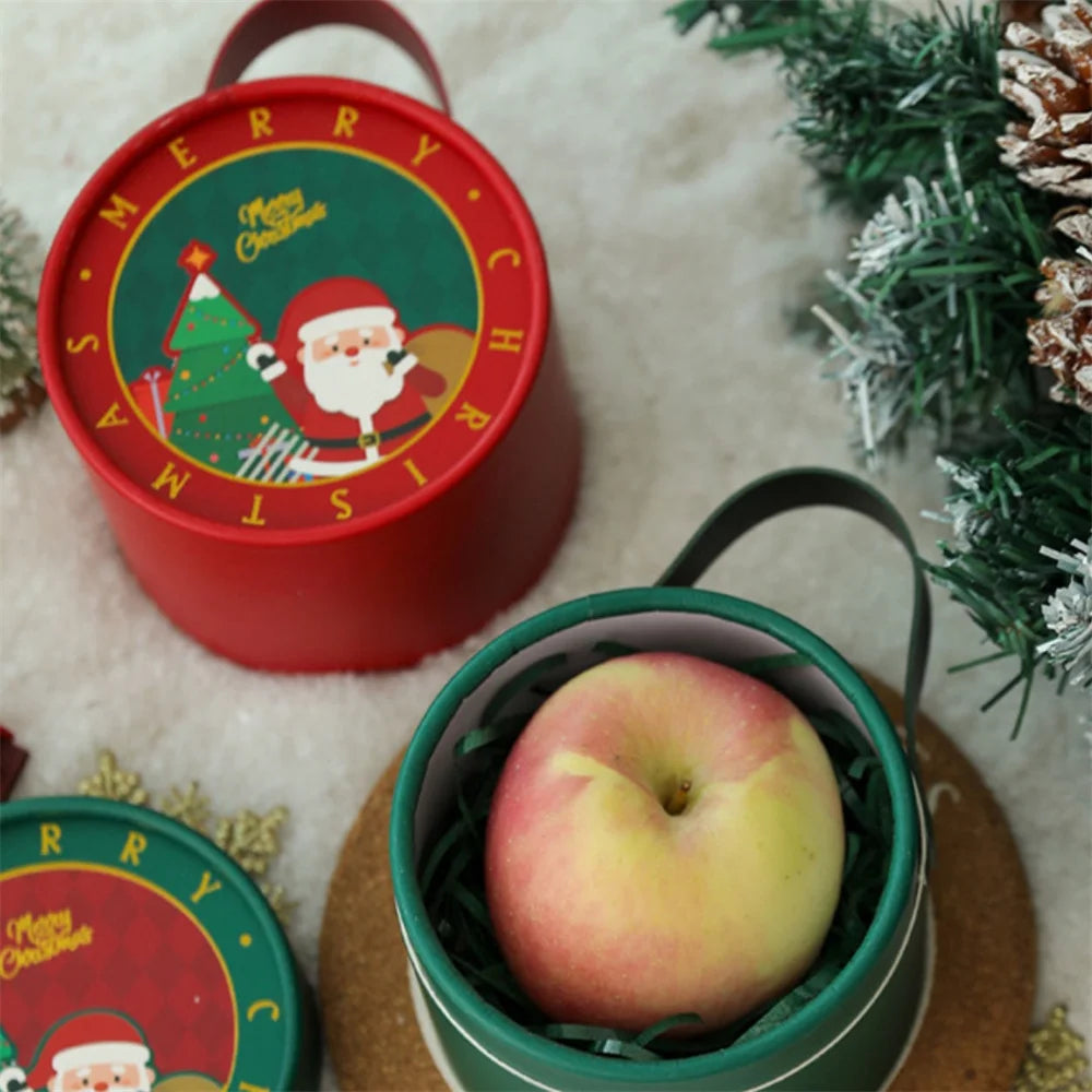 Christmas Gift Bucket Box – Festive Cardboard Box with Handle