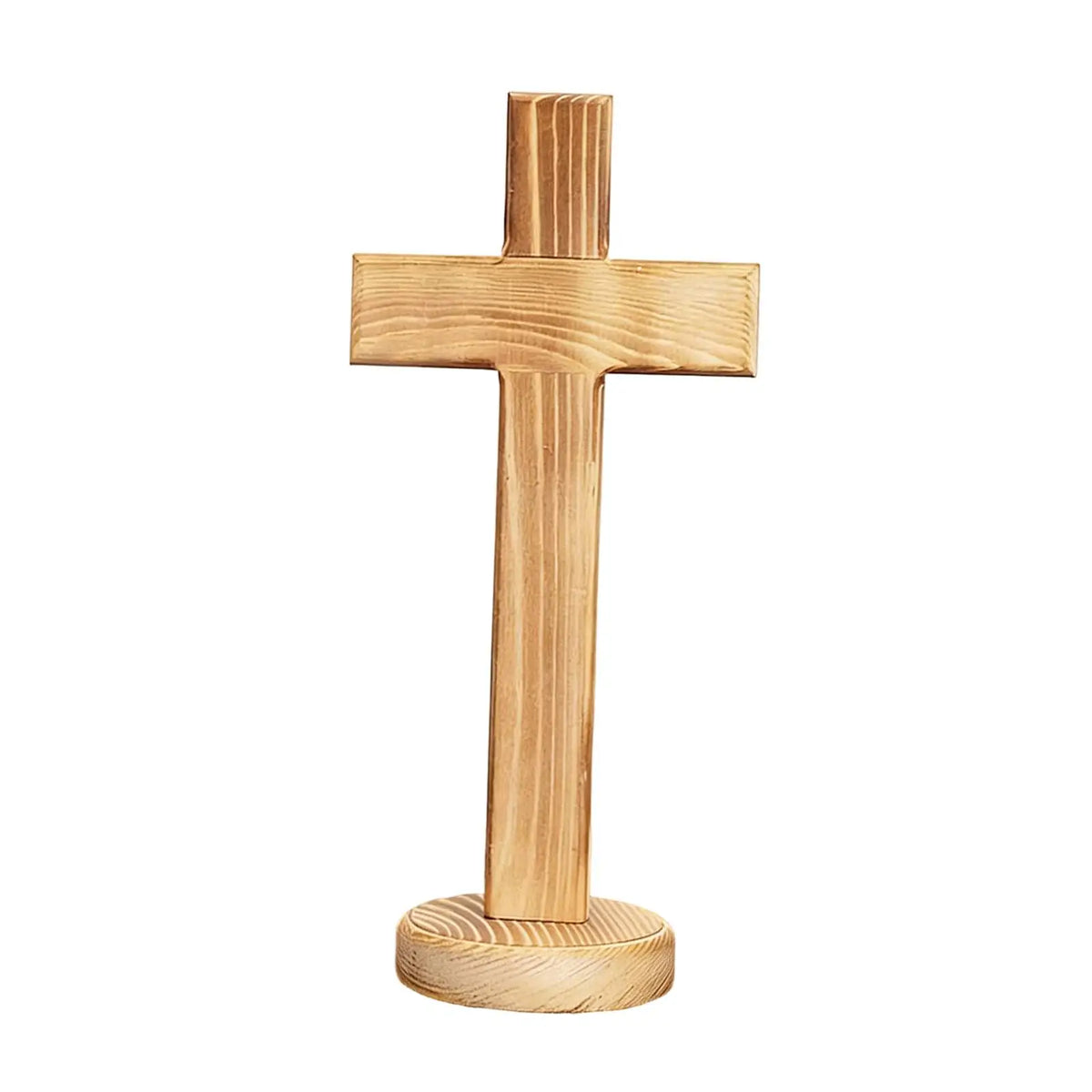 Wood Standing Cross Statue | Catholic & Christian Tabletop Decor