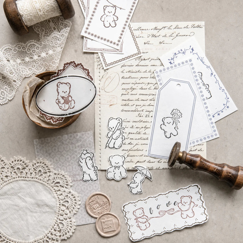Beech Wood Bear Pattern Decorative Stamp | DIY Craft