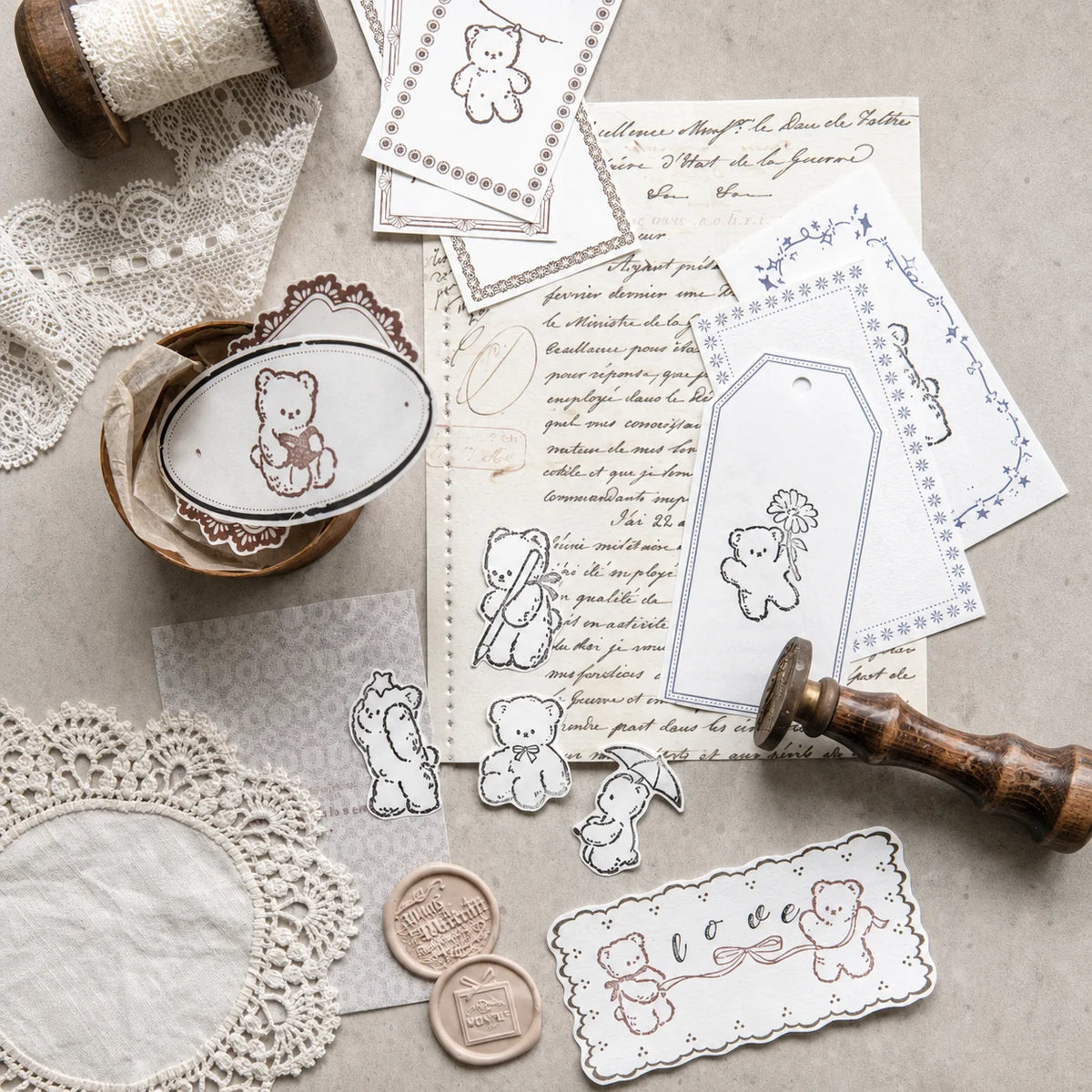 Beech Wood Bear Pattern Decorative Stamp | DIY Craft