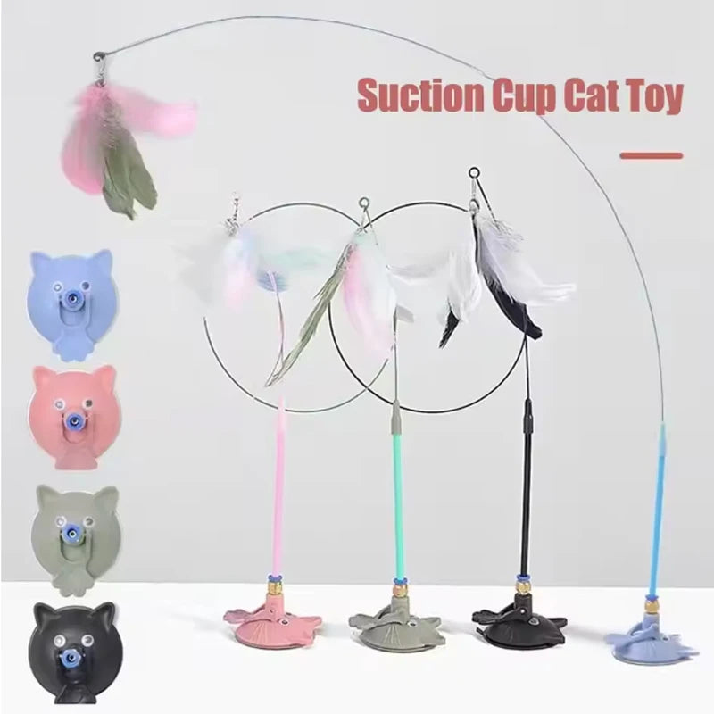 Cat Suction Cup Feather Toy – Self-Play Kitten Entertainer