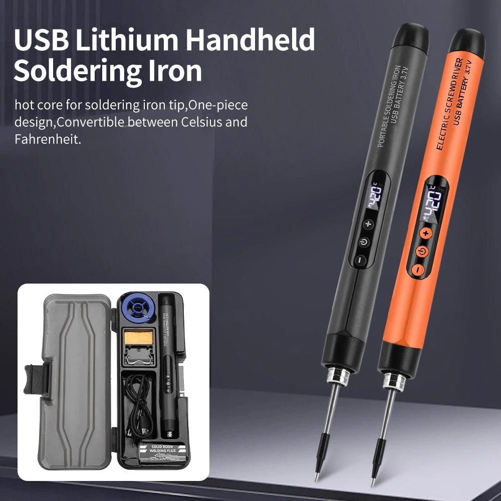 USB Cordless Soldering Iron Set – Digital Display, 260–420°C
