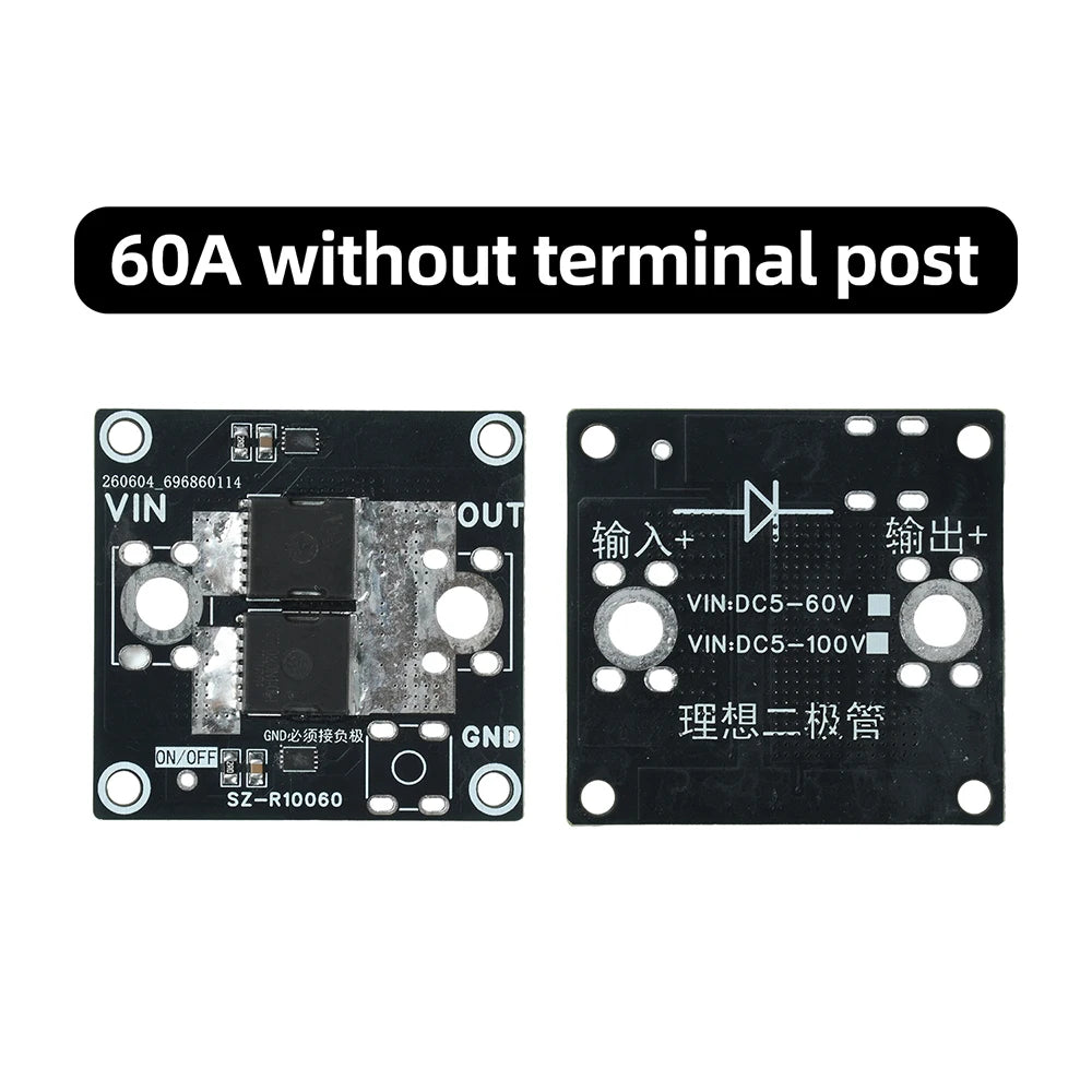 DC 5–100V 50A/60A Ideal Diode Module | Solar & Battery Protection