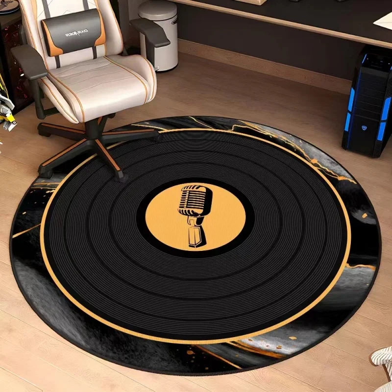 Vinyl Record Tree of Life Round Rug – Music Art Floor Mat