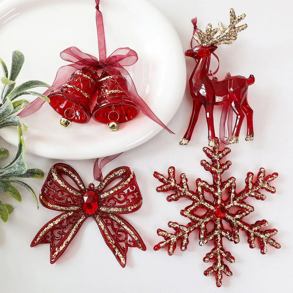 Double Bell Christmas Ornament – Hand Painted Acrylic Pendant