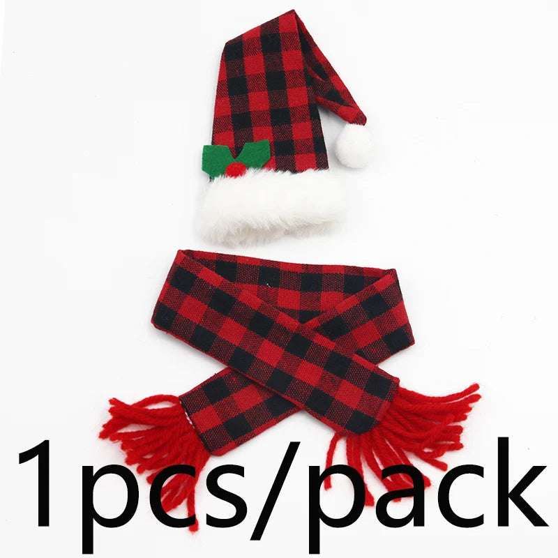 Christmas Plaid Wine Bottle Cover – Mini Scarf & Hat Set