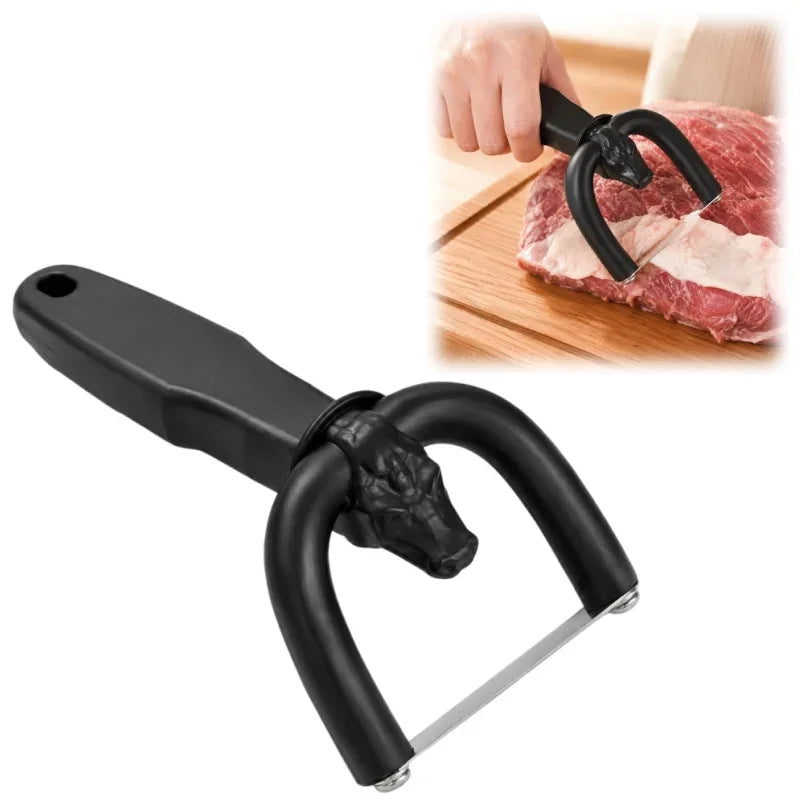 Handheld Manual Meat Slicer & Fat Trimmer – Curved Handle