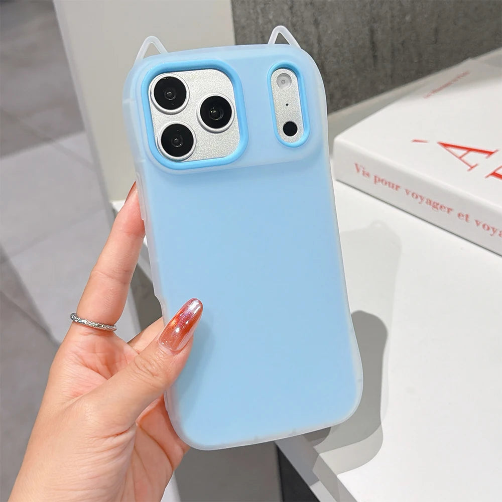 2-in-1 Cat Ear Silicone iPhone Case | Shockproof Cover