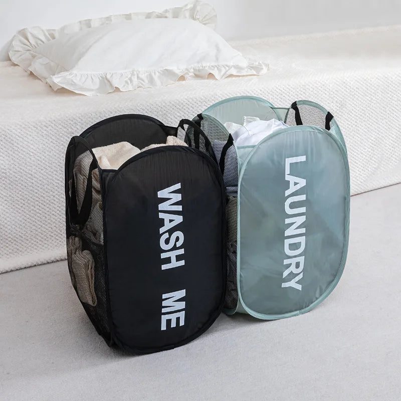 Collapsible Pop-Up Mesh Laundry Hamper with Carry Handles