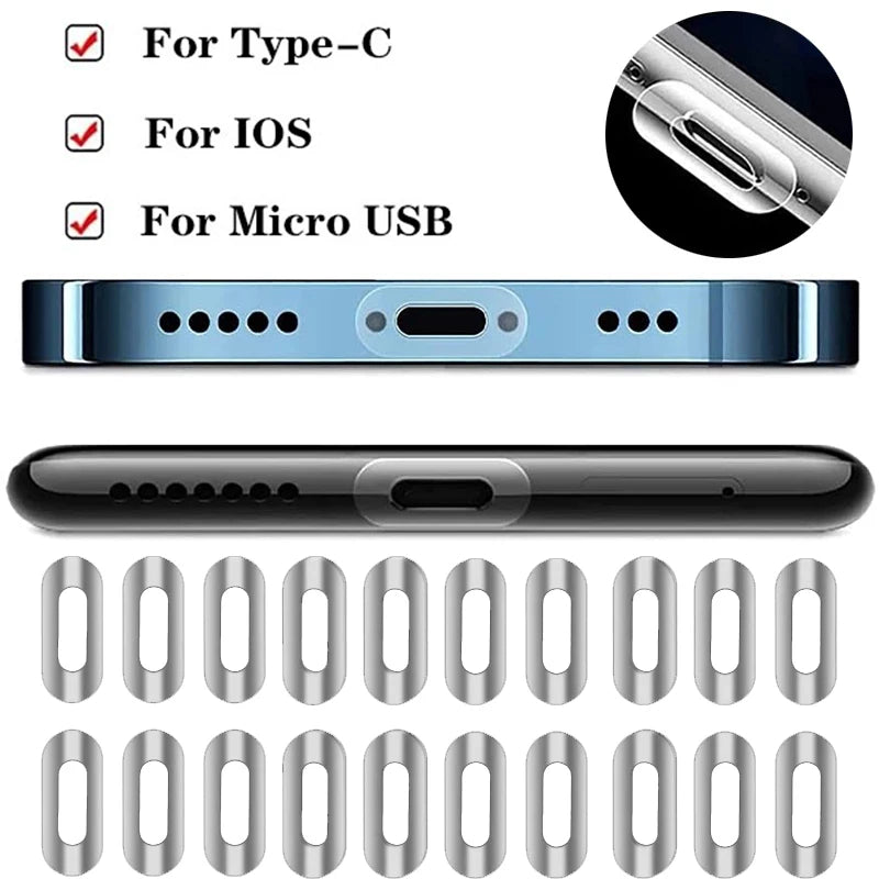 10-Pack Charging Port Protective Film – iOS, Type-C, Micro USB