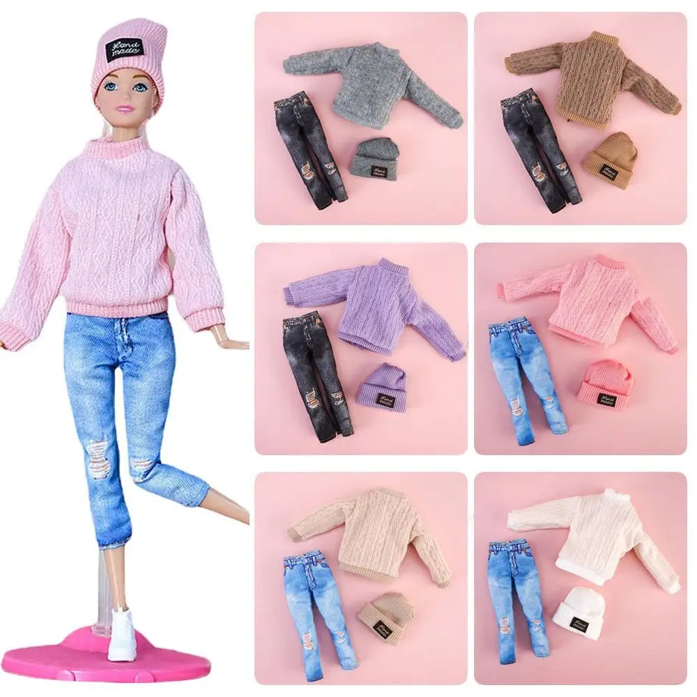 DIY Doll Clothes Set – Sweaters, Pants & Hats for 29–32cm
