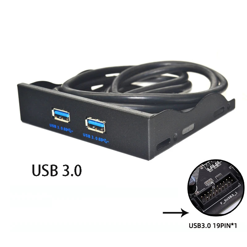 Dual USB Hub 3.5" Floppy Bay Front Panel – USB 3.0 & 2.0