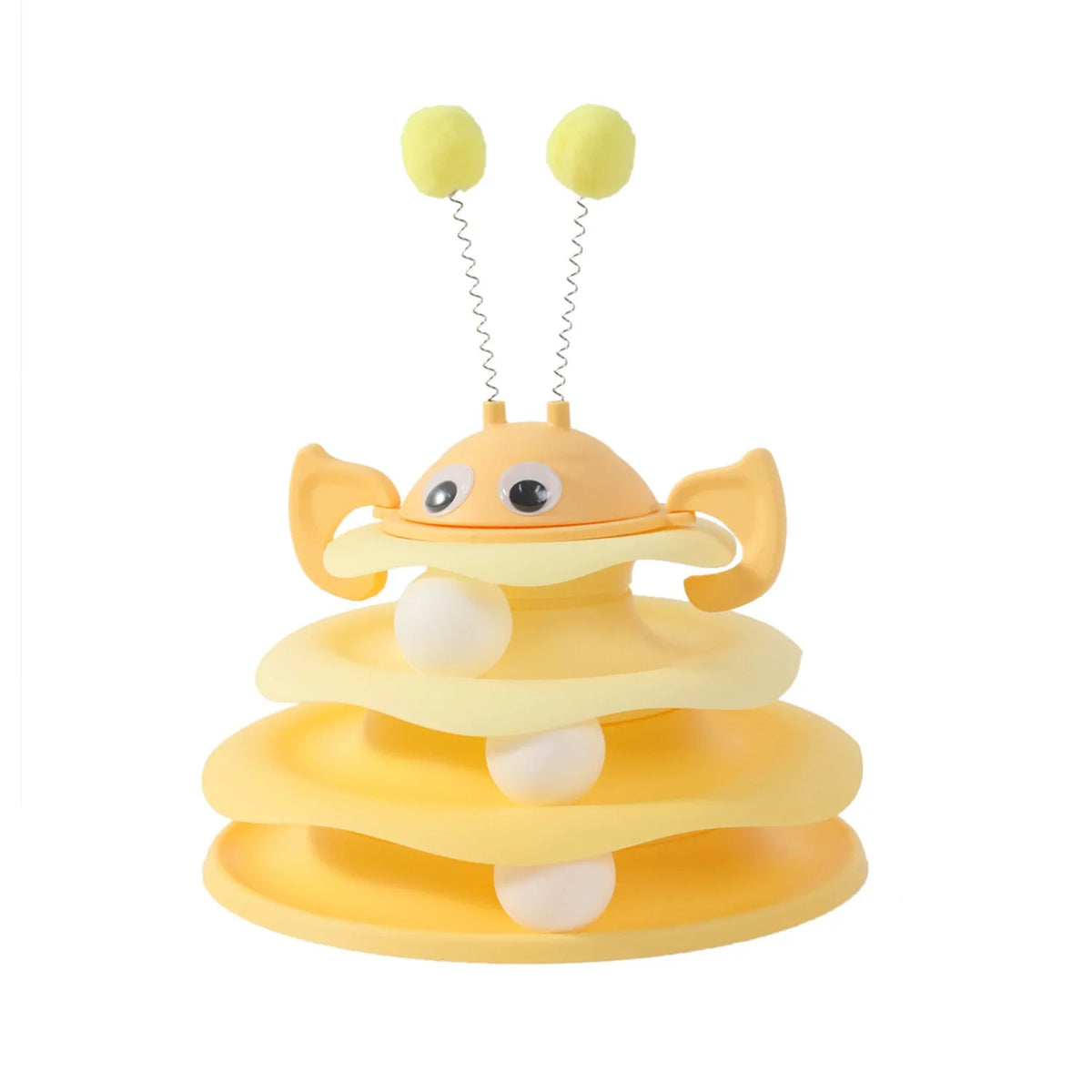 Interactive Cat Tumbler Toy – Spring Pom Pom & Ball Track