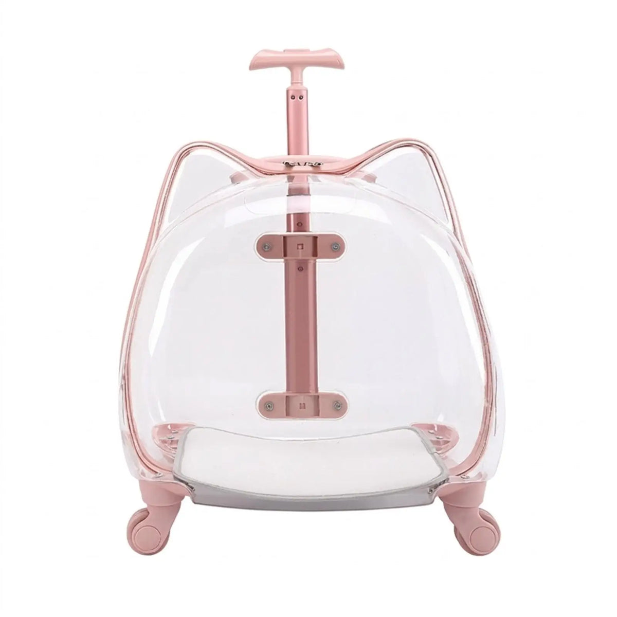Wheeled Transparent Hard-Sided Pet Carrier Suitcase for Cats & Dogs